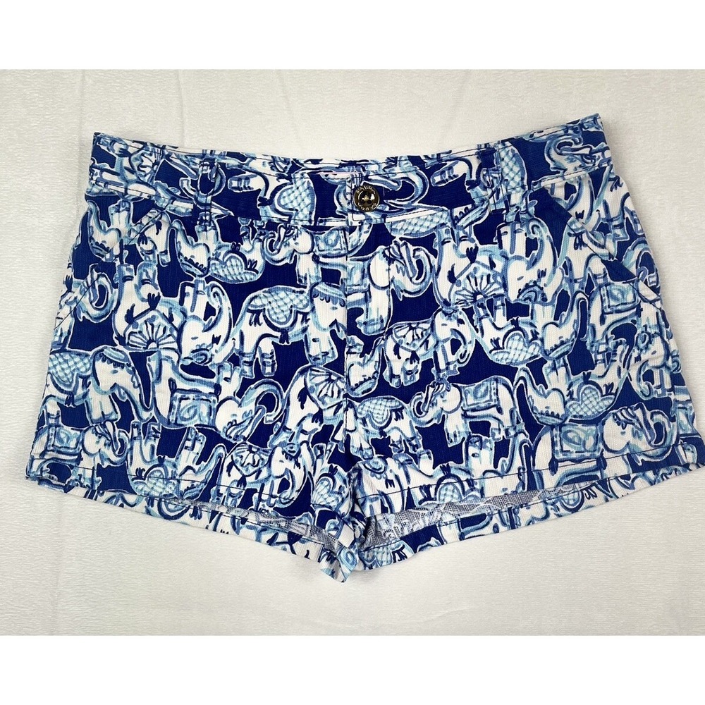 Lilly‎ Pulitzer Shorts Girls Size 14 Get Trunky Blue Elephant Pockets